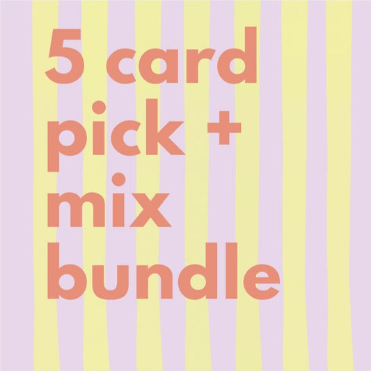 pick and mix bundle 5 cards on a stripy background