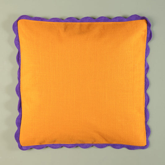 Papaya Block Colour Cotton Cushion Cover with Feather inner