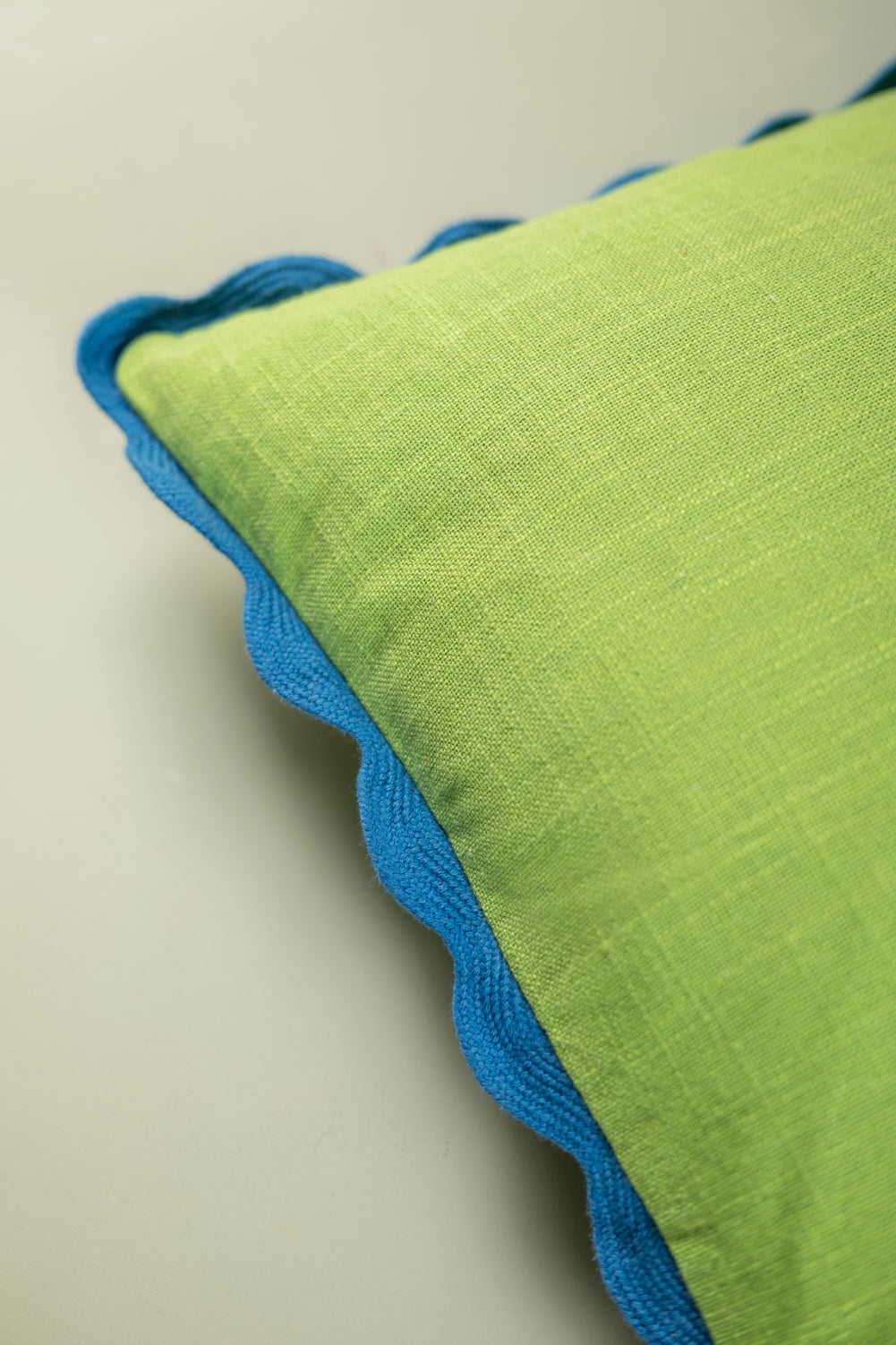 Sage Block Colour Cotton Cushion Cover with Feather inner