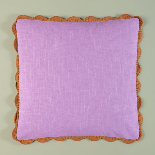 Lavender Block Colour Cotton Cushion Cover with Feather inner