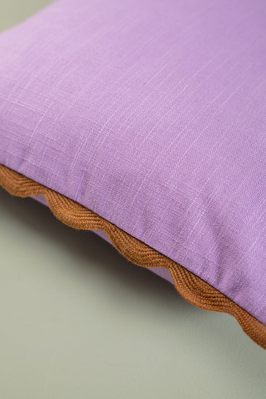Lavender Block Colour Cotton Cushion Cover with Feather inner