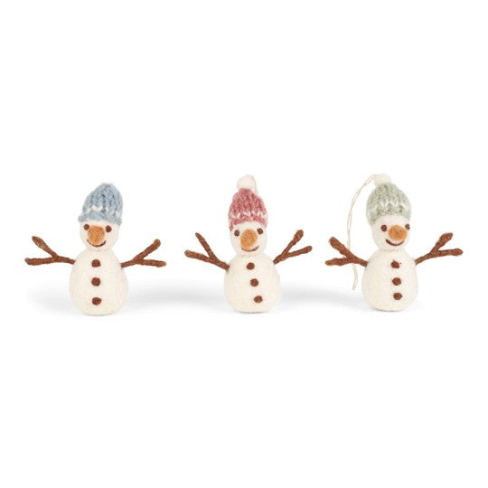 Felt Snowmen Colourful with hat (set of 3)