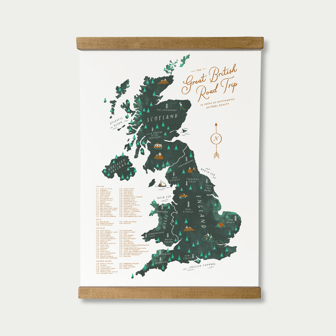 The Great British Road Trip A3 Map Checklist