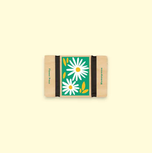 Rectangular product with flower press on a beige background