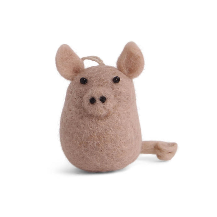 handmade felt pig hanging decoration