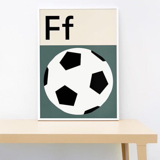 Poster with a football and letter 'F' on