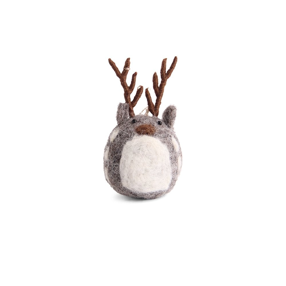 Grey Reindeer Felt Hanging Decoration