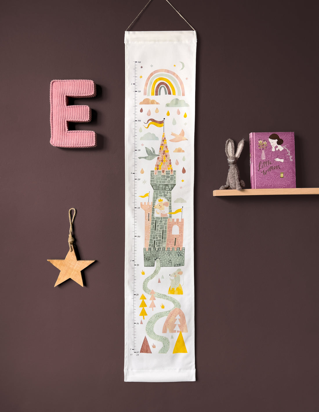 Decorative growth chart with castle design on.