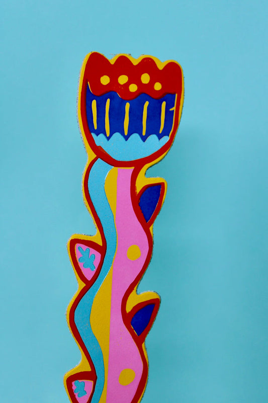 100% leather bookmark in the shape of a tulip in bright colours