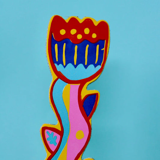 100% leather bookmark in the shape of a tulip in bright colours