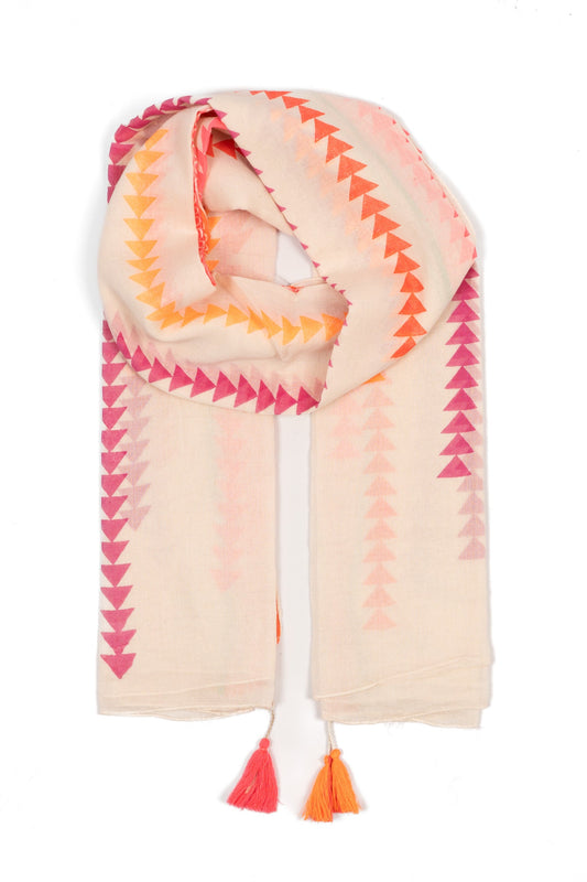 Lightweight Cotton Scarf - Pink Arrow Print