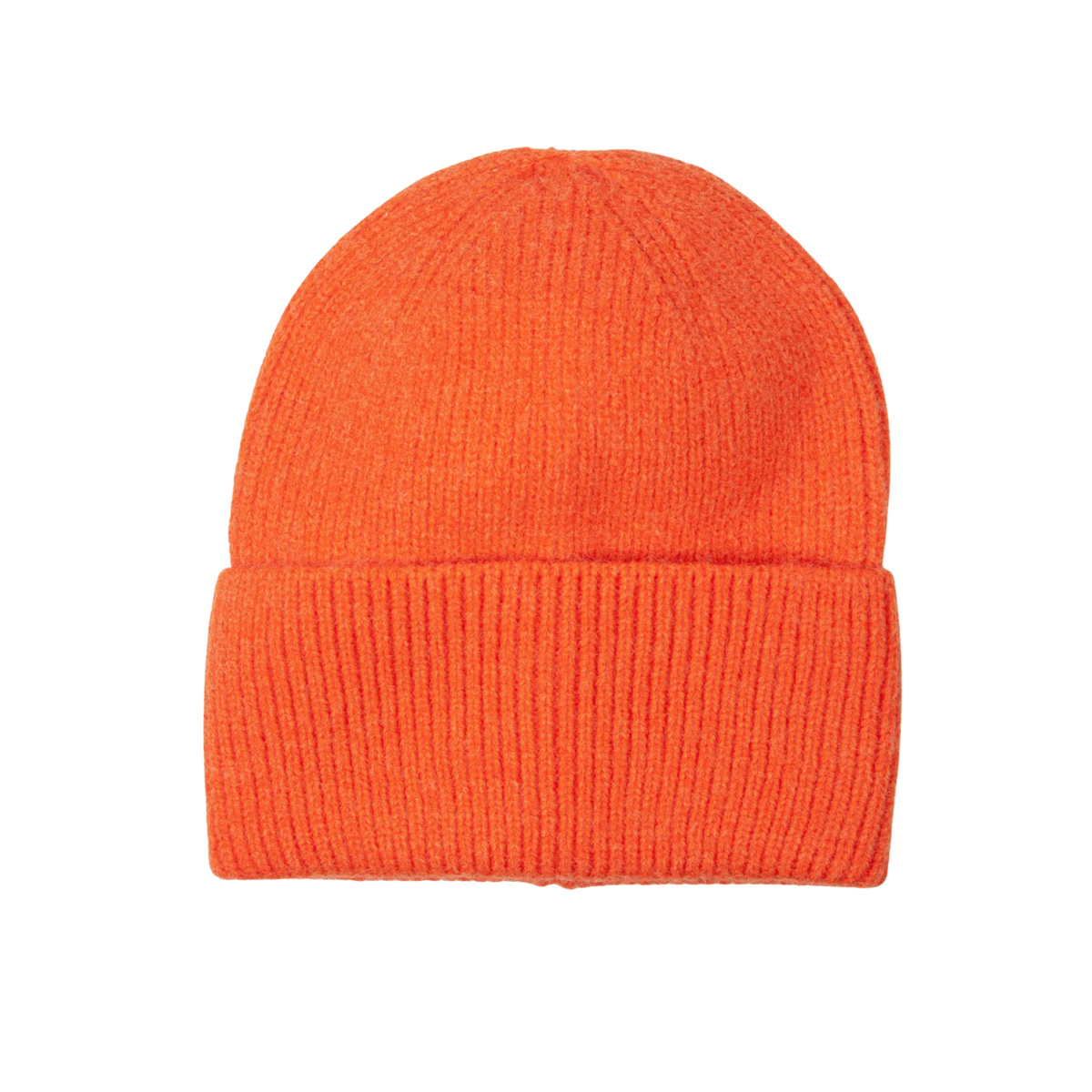 orange beanie hat on a white background