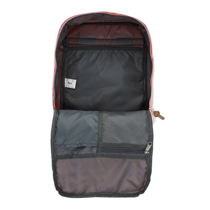 Open backpack showing interior compartments on a white background