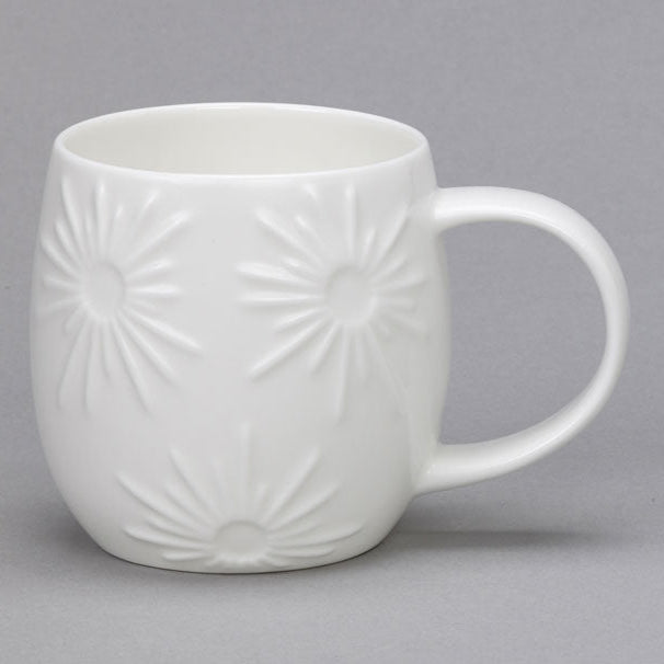 White bone china mug with 3d star design