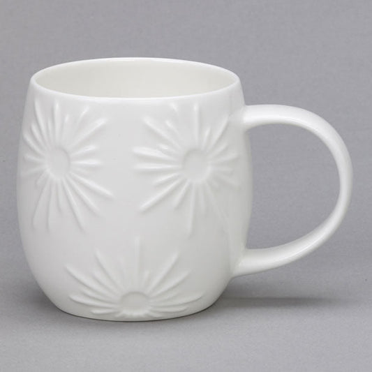 White bone china mug with 3d star design