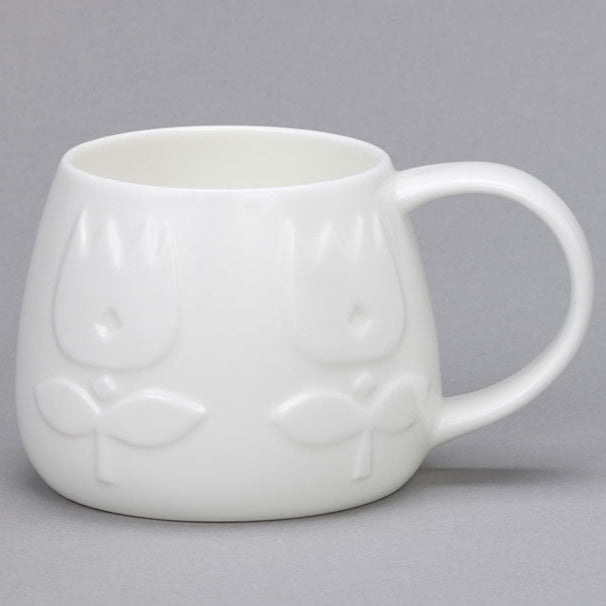 White bone china mug with 3d crocus design