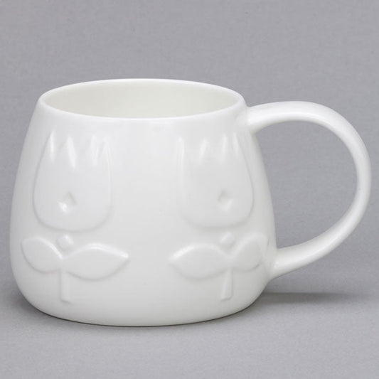 White bone china mug with 3d crocus design