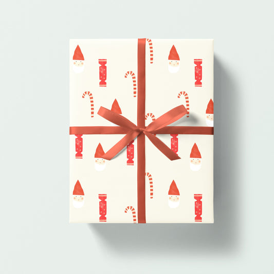Gift box with a red ribbon on a light gray background