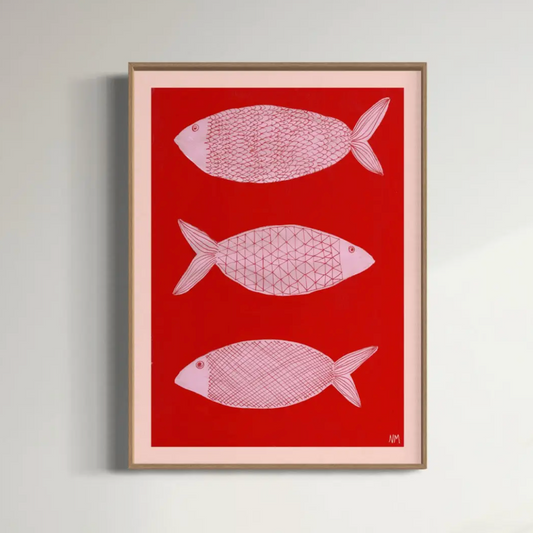 three-pink-fish-a3-print