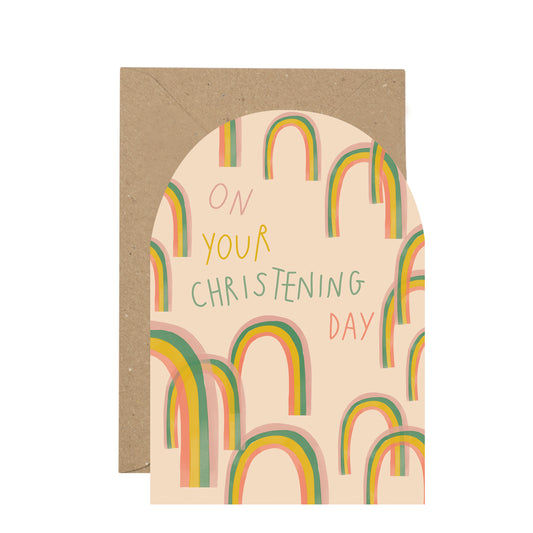 'On Your Christening Day' rainbow card