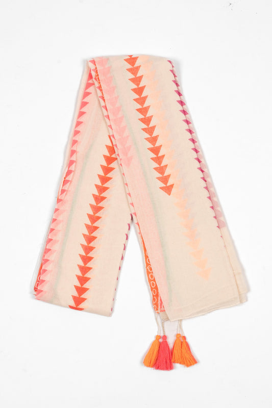 Lightweight Cotton Scarf - Pink Arrow Print