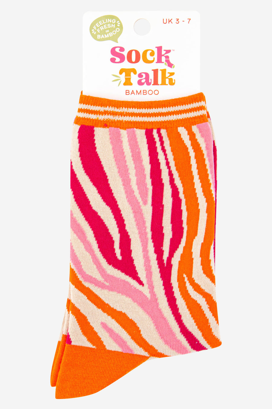 Women's Bamboo Socks - Orange/Pink Zebra