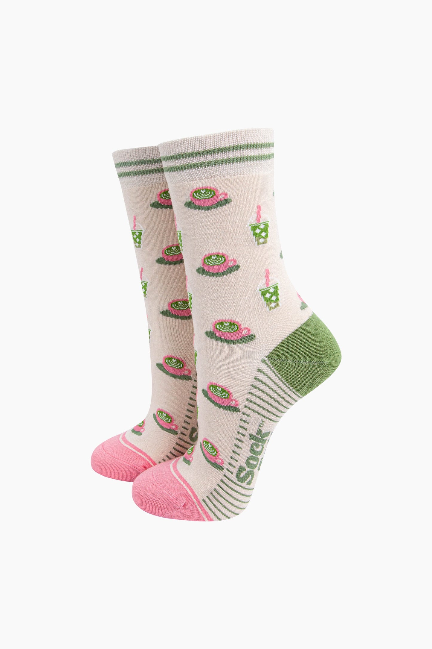 Womens Matcha Tea Bamboo Socks in Cream