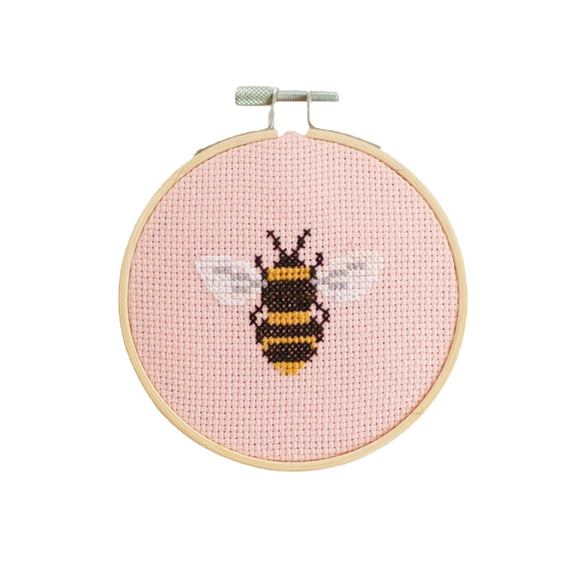 bee cross stitch kit by cotton clara