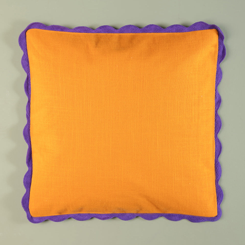 Papaya Block Colour Cotton Cushion Cover with Feather inner