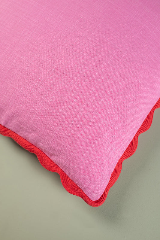 Berry Block Colour Cotton Cushion Cover with Feather inner