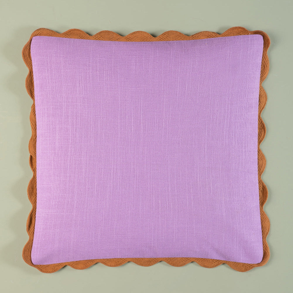 Lavender Block Colour Cotton Cushion Cover with Feather inner