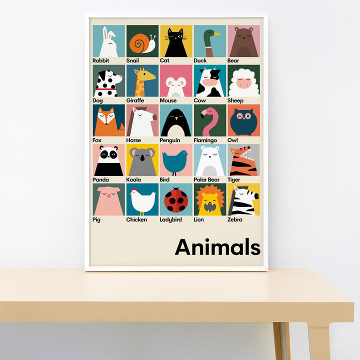 A3 size print of different animals 