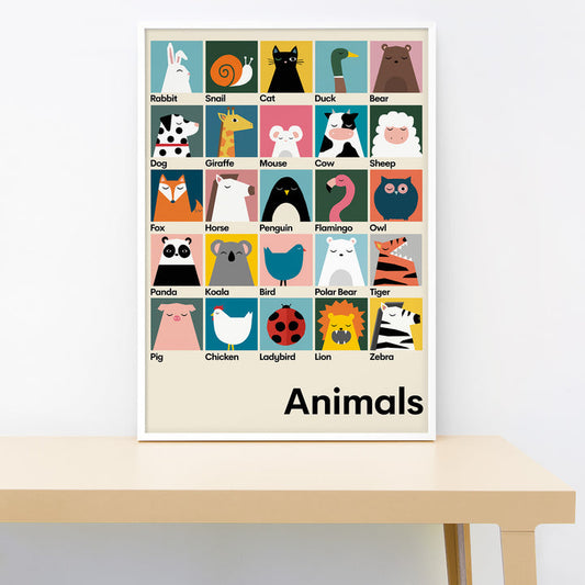 A3 size print of different animals 