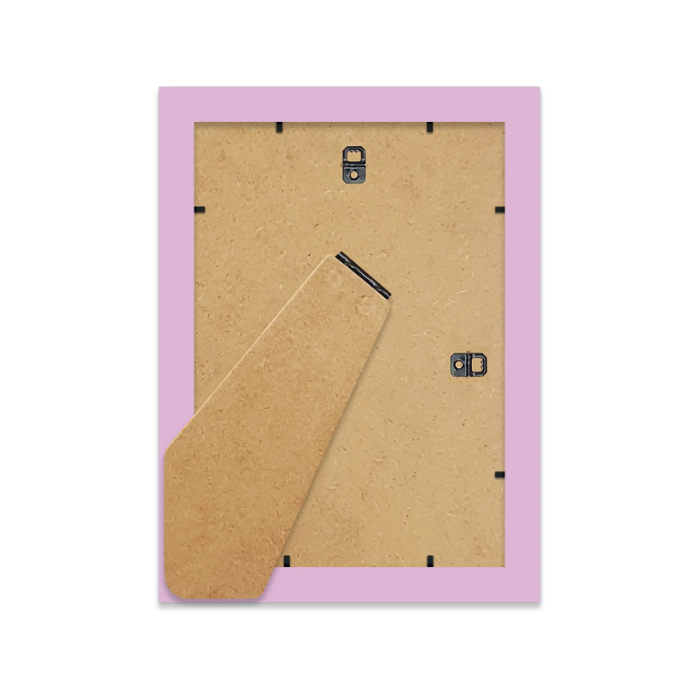 Purple picture frame with a cardboard back on a white background