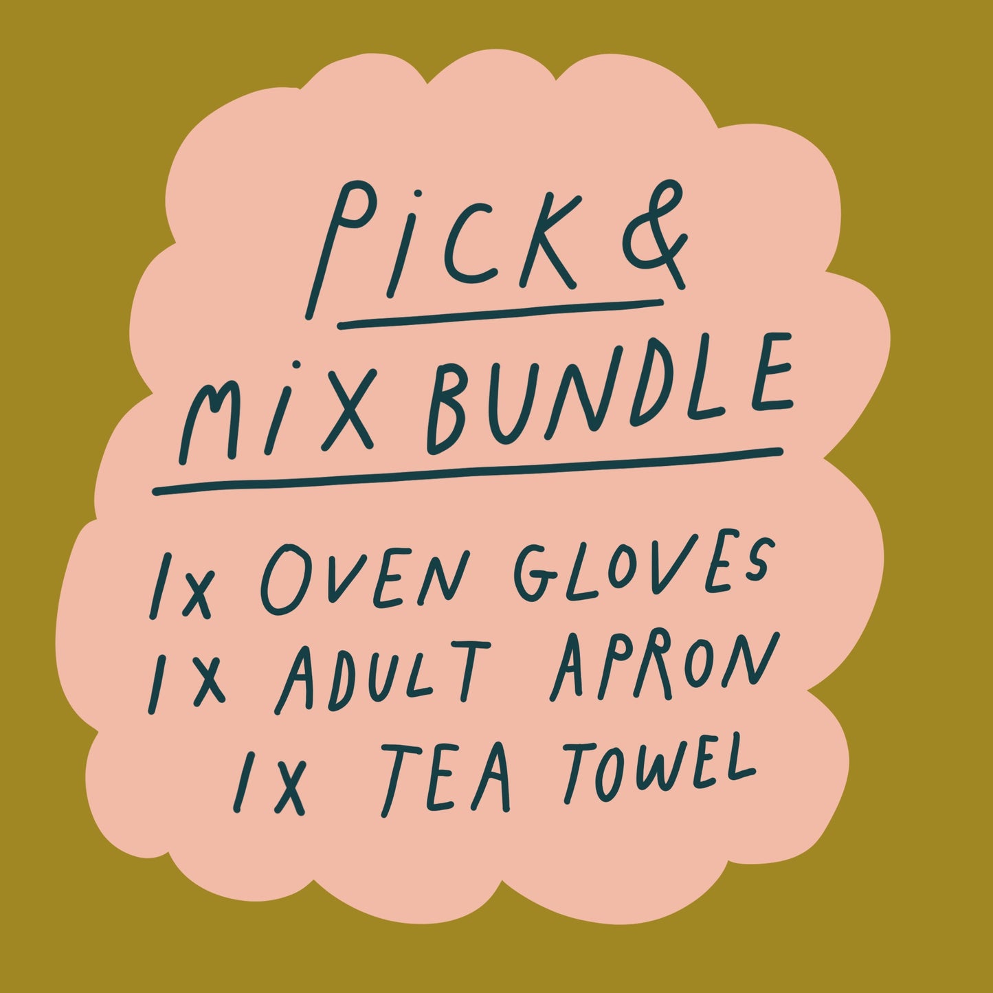 Textiles: Oven Glove, Apron & Tea Towel Bundle