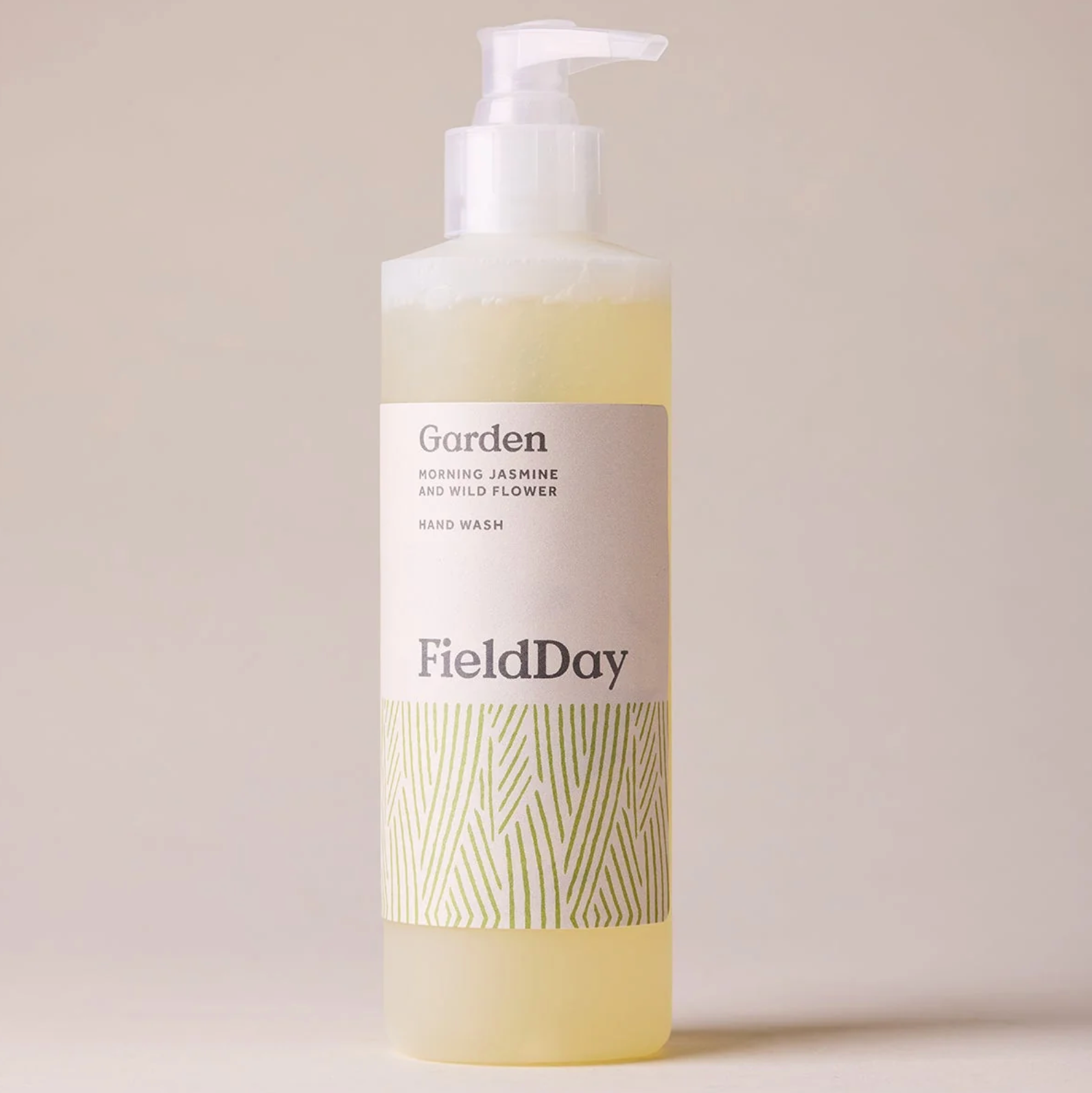 Hand wash bottle labeled 'FieldDay' on a neutral background