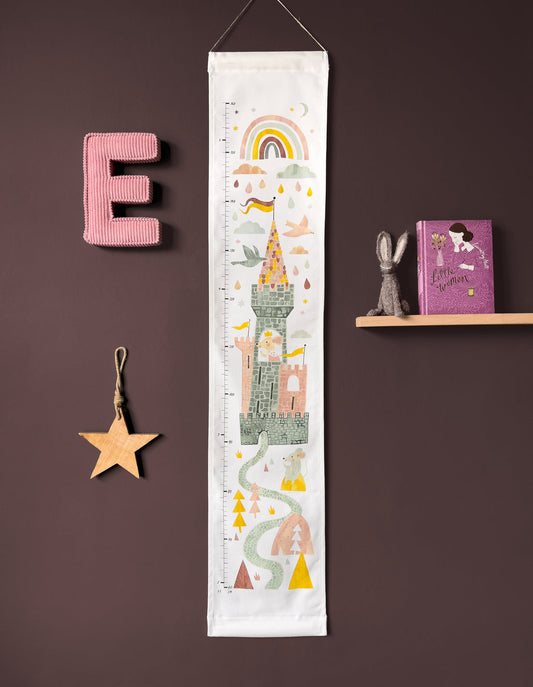 Decorative growth chart with castle design on.