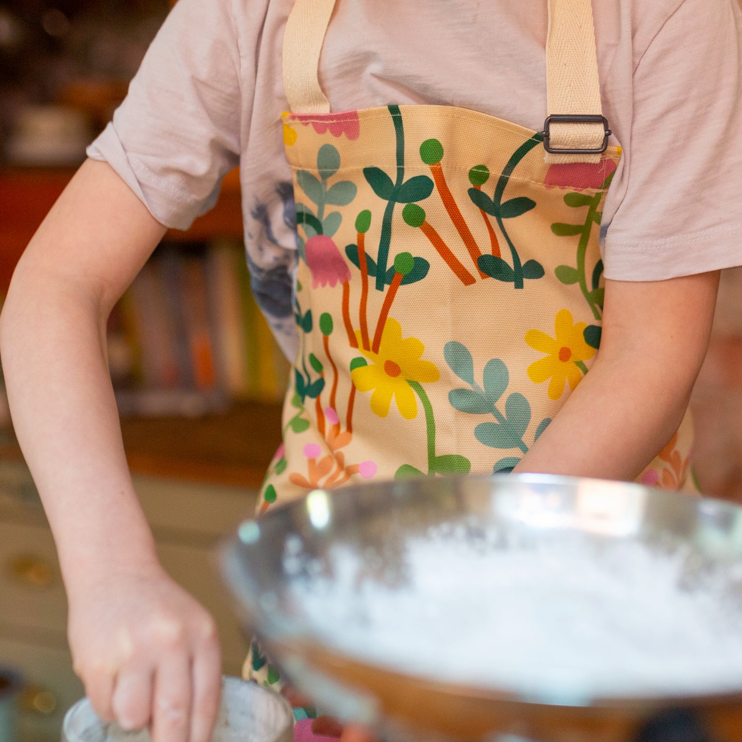 Children' apron posy floral design with adjustable strap 