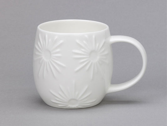 White bone china mug with 3d star design 