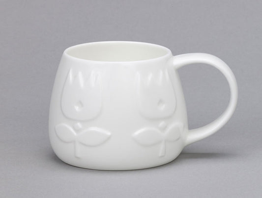 White bone china mug with 3d crocus design 