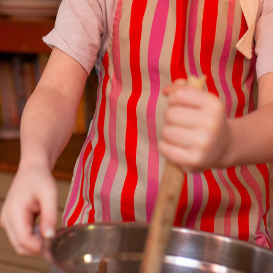 red and pink stripe children's apron