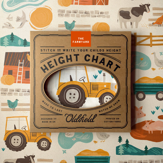 Height chart with farm themed design tractor