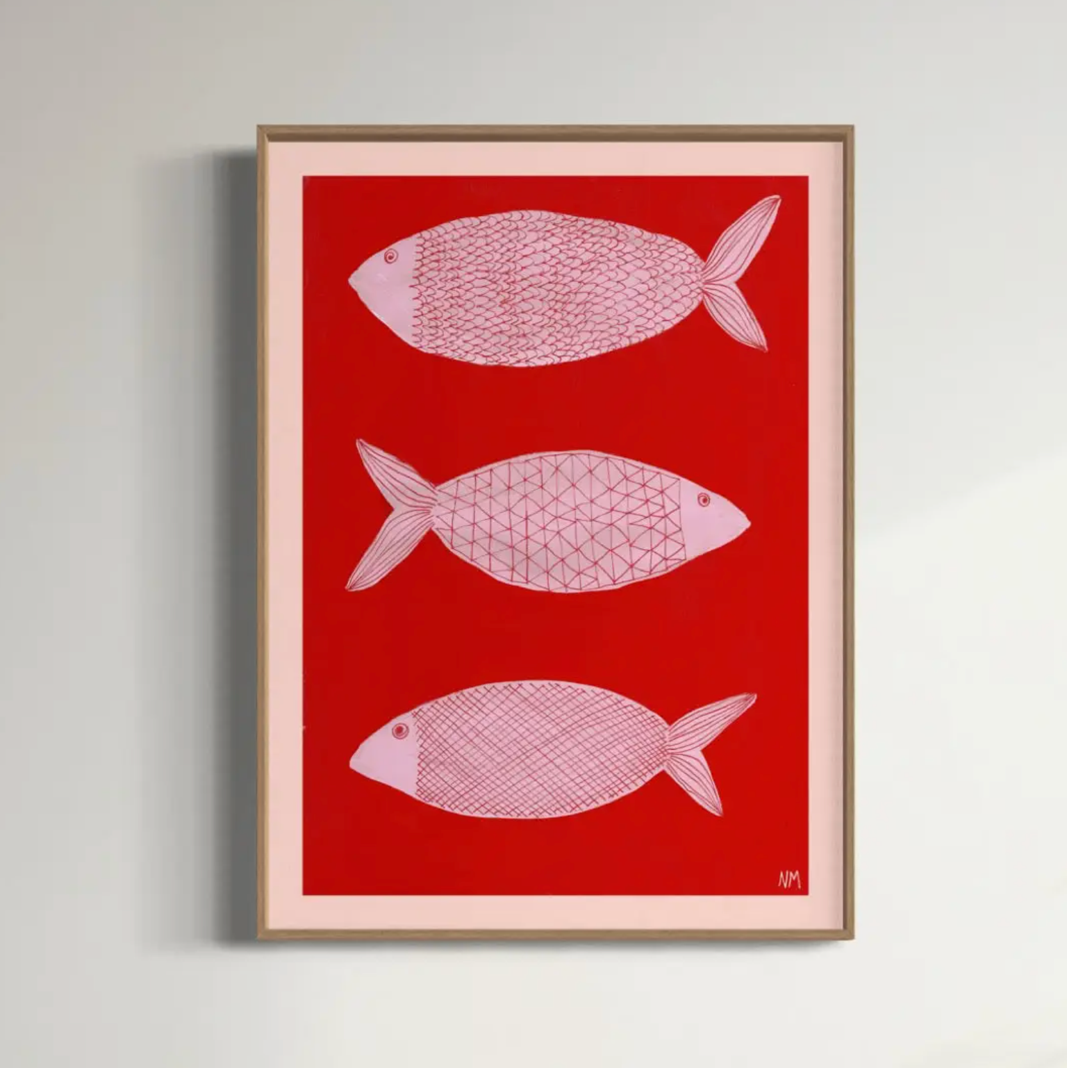 three-pink-fish-a3-print