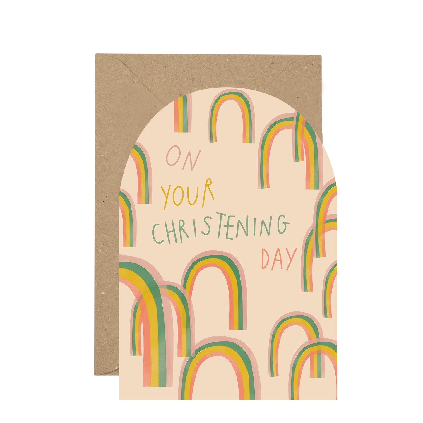 'On Your Christening Day' rainbow card